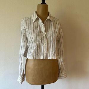 Moussy Vintage sz XS cotton crop striped shirt with vents great pre owned cond